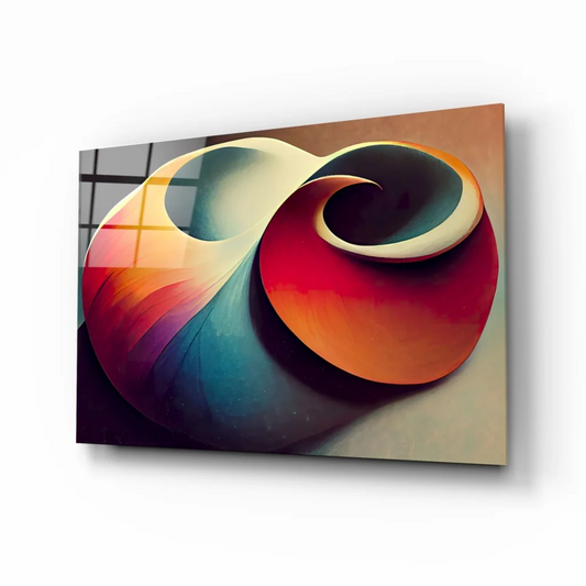 Vibrant swirling fire and ocean glass wall art canvas print
