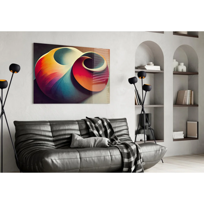 Vibrant swirling fire and ocean glass wall art canvas print