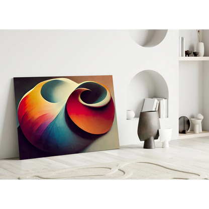 Vibrant swirling fire and ocean glass wall art canvas print