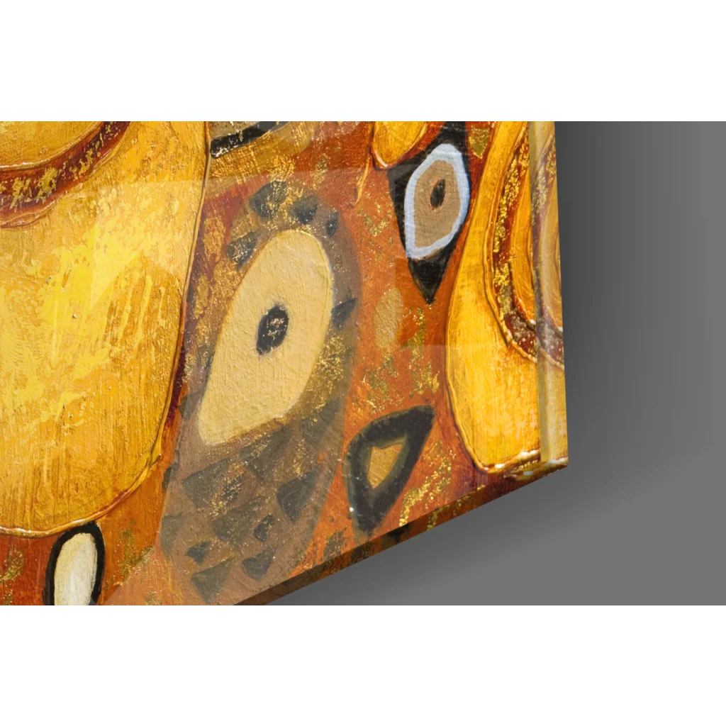 Swirling gold tree canvas wall art with abstract geometric shapes