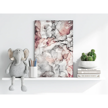 Abstract swirling pink marble canvas art for modern homes