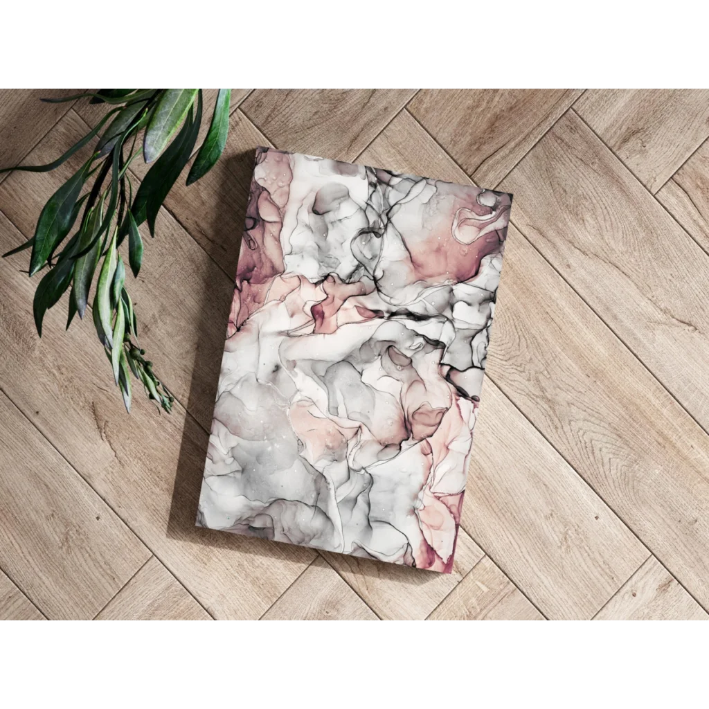 Swirling pink marble canvas art with soft pink, gray, white patterns for modern homes