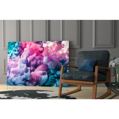 Vibrant swirling pink purple teal glass wall art canvas print