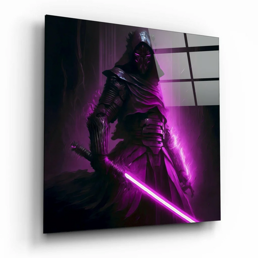 Epic Purple Lightsaber Warrior Glass Wall Art | Insigneart USA | vintageantiquesgifts.com