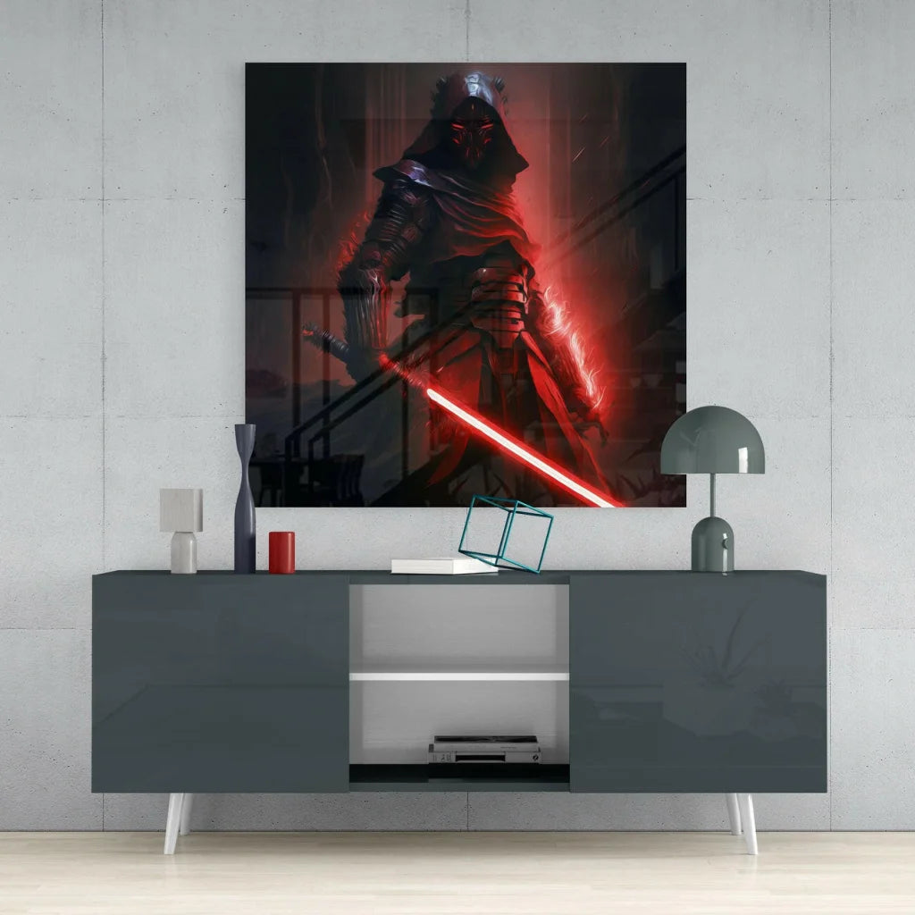 Darth Vader Sith Lord red lightsaber glass wall art canvas print