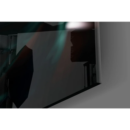 Vibrant anime glass wall art with green haired character and dark reflector