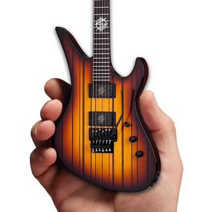 Synyster Gates mini Axe Heaven guitar with sunburst finish and stand