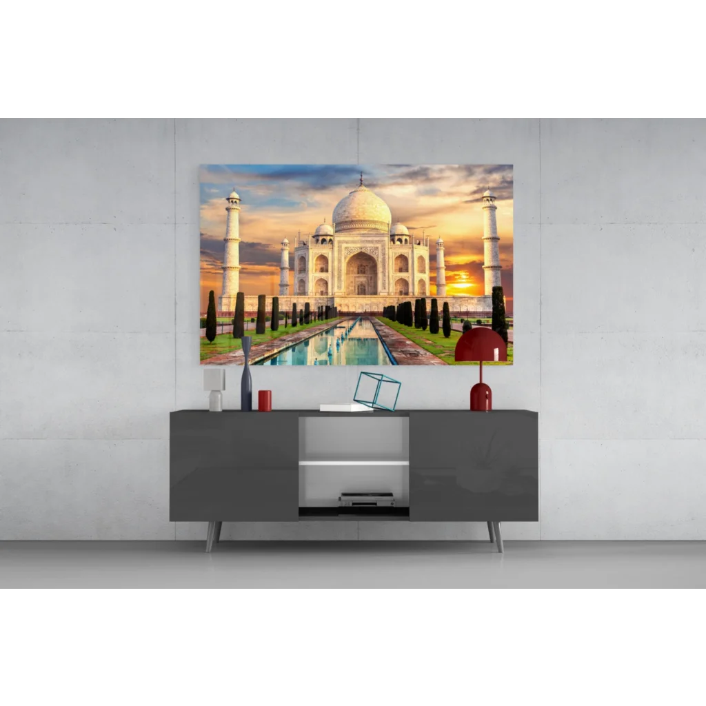 Stunning Taj Mahal sunset wall art canvas print