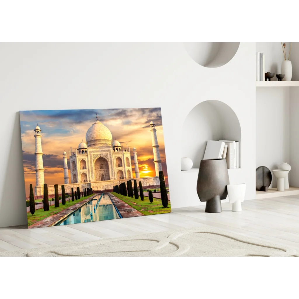 Stunning Taj Mahal Sunset Wall Art Canvas Print | Modern Wall Art Decor | vintageantiquesgifts.com