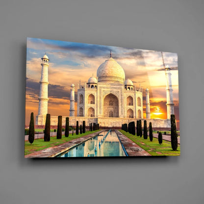 Stunning Taj Mahal Sunset Wall Art Canvas Print | Glass Wall Art Print | vintageantiquesgifts.com