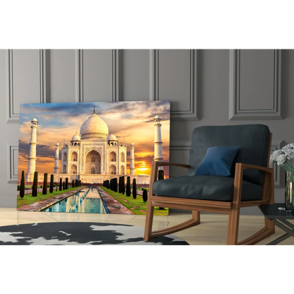 Vibrant Taj Mahal sunset canvas wall art print