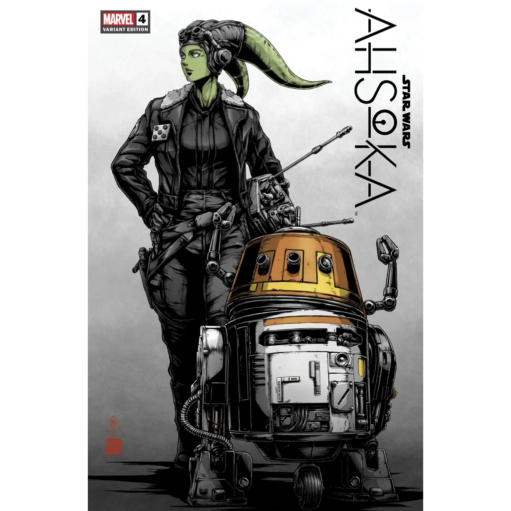 2018 Star Wars Ahsoka #4 cover with R2-D2 in yellow and white from Takashi Okazaki limited collection