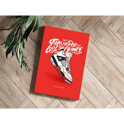 Fire Red Air Jordan 4 Insigne Aluminum Print | Modern Wall Art Decor | vintageantiquesgifts.com