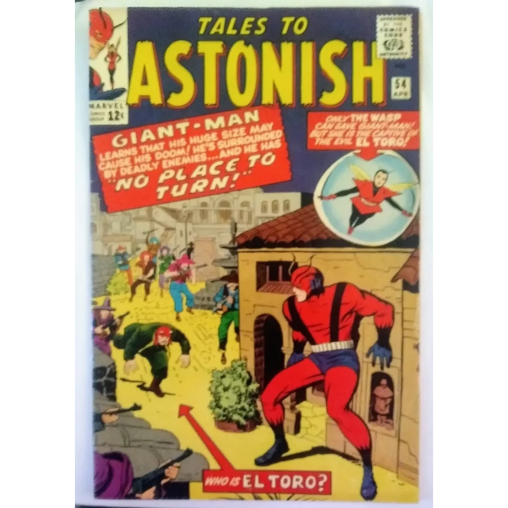Vintage Marvel Comics Tales to Astonish Issue 54 cover with red-suited superhero in action