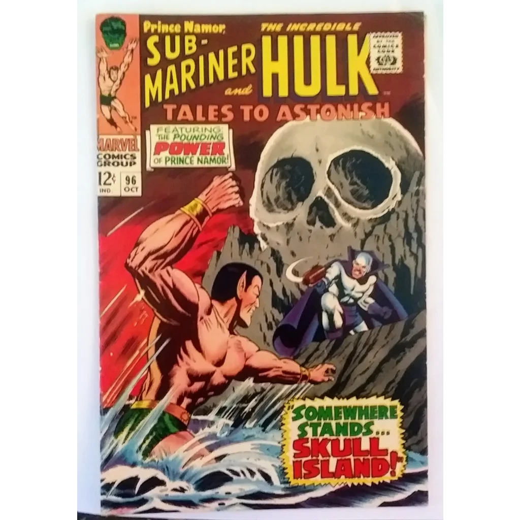 Marvel Comics Tales to Astonish 96 comic book cover with Namor, Hulk on Skull Island in VG+ condition