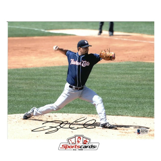 Taylor Cole signed 8x10 photo of Tulsa navy blue baseball jersey