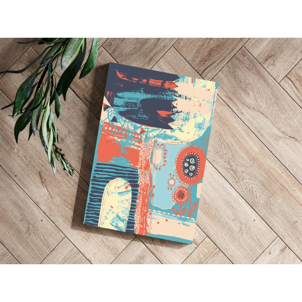 Vibrant teal coral abstract floral canvas wall art print