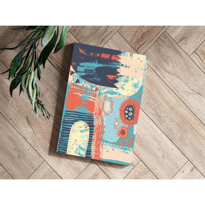 Vibrant teal coral abstract floral canvas wall art print