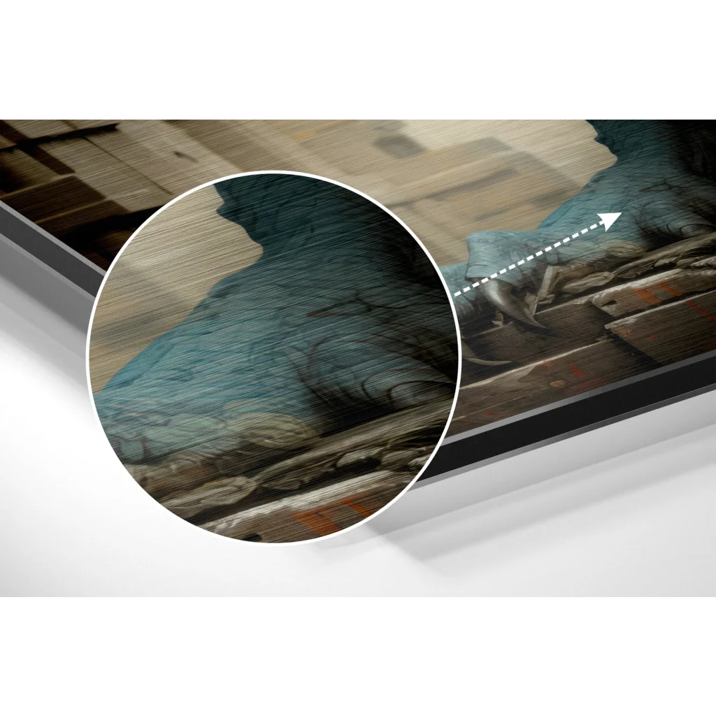 glass wall art Teal dragon claw brushed aluminium dibond wall art with textured fabric on wood