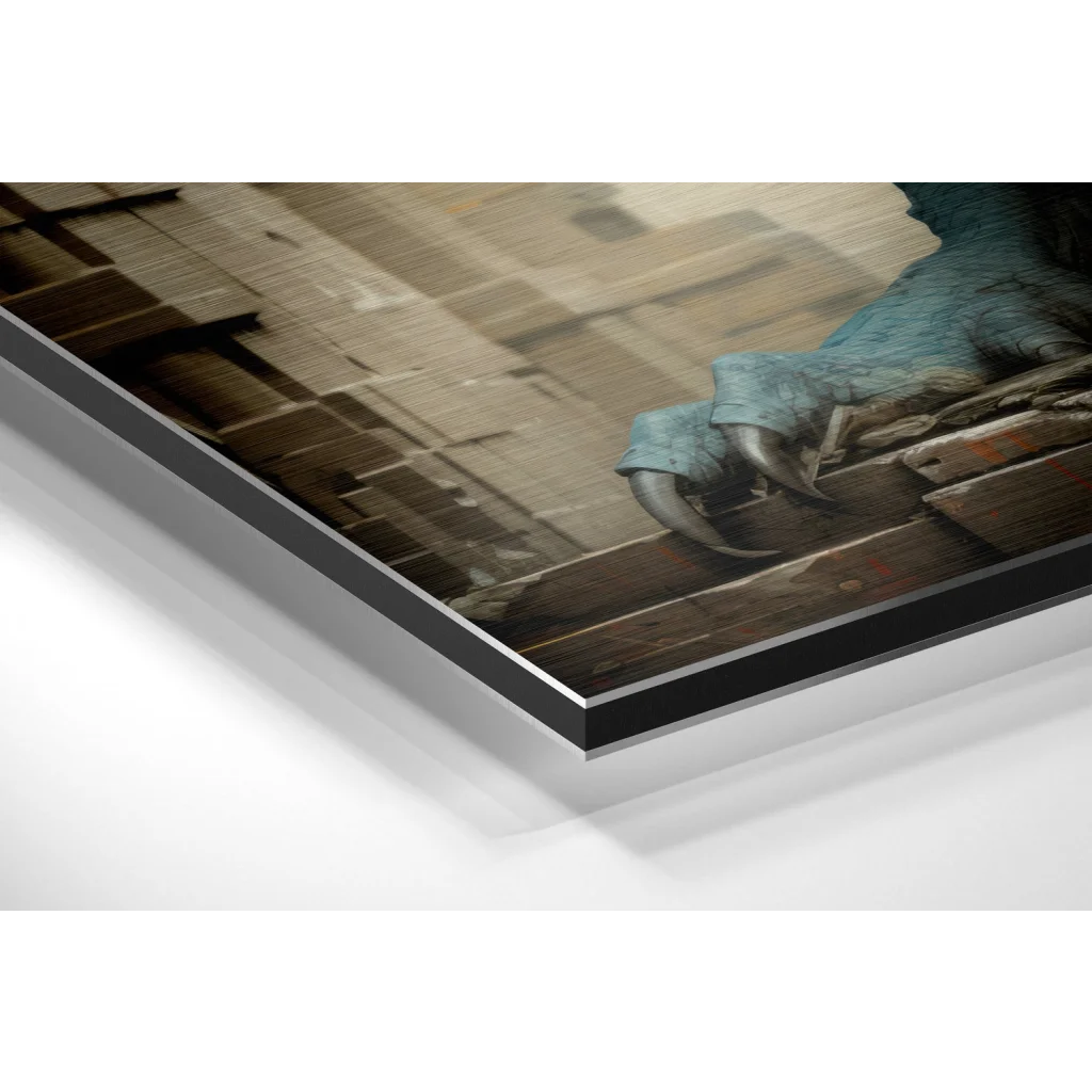 Glass Wall Art Teal Dragon Claw brushed aluminium dibond wall art gripping wood