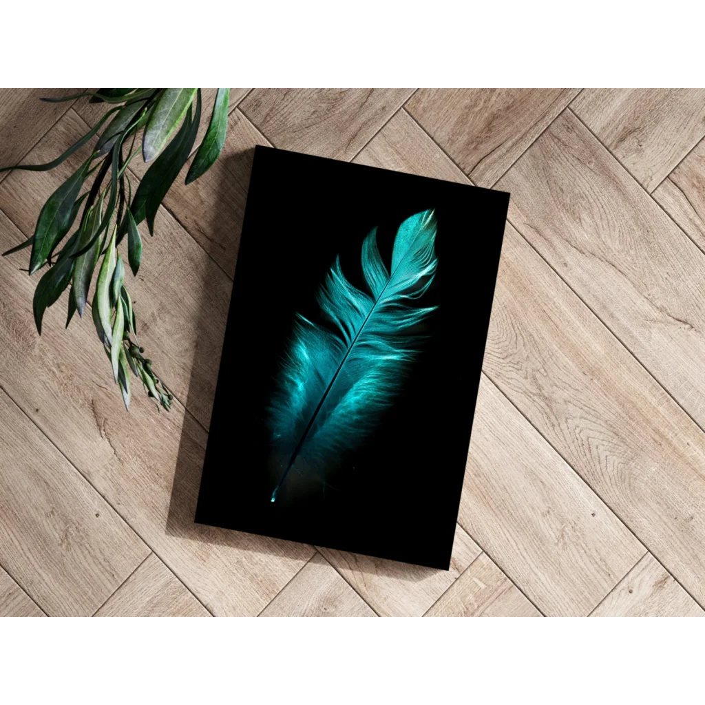 Stunning Teal Feather Insigne Aluminum Prints for Your Wall | Modern Wall Art Decor | vintageantiquesgifts.com