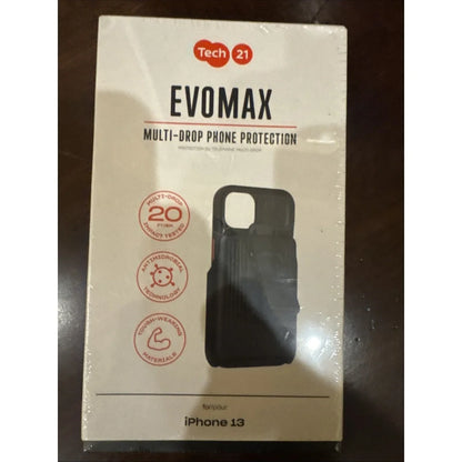 Black Tech21 EvoMax pro rugged case for iPhone 13 back view