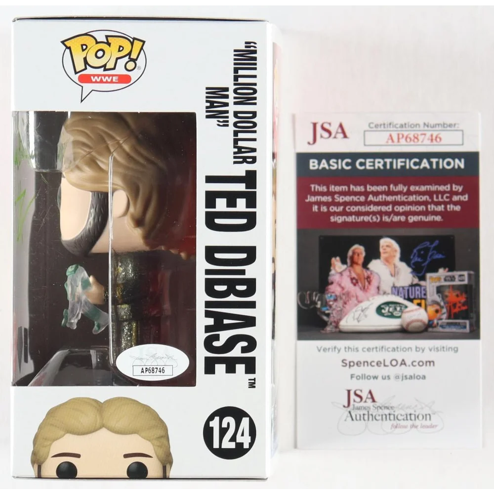 Ted DiBiase signed WWE Funko Pop figure with JSA certification and number 124