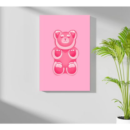 Glossy pink gummy bear on Insigne aluminum prints