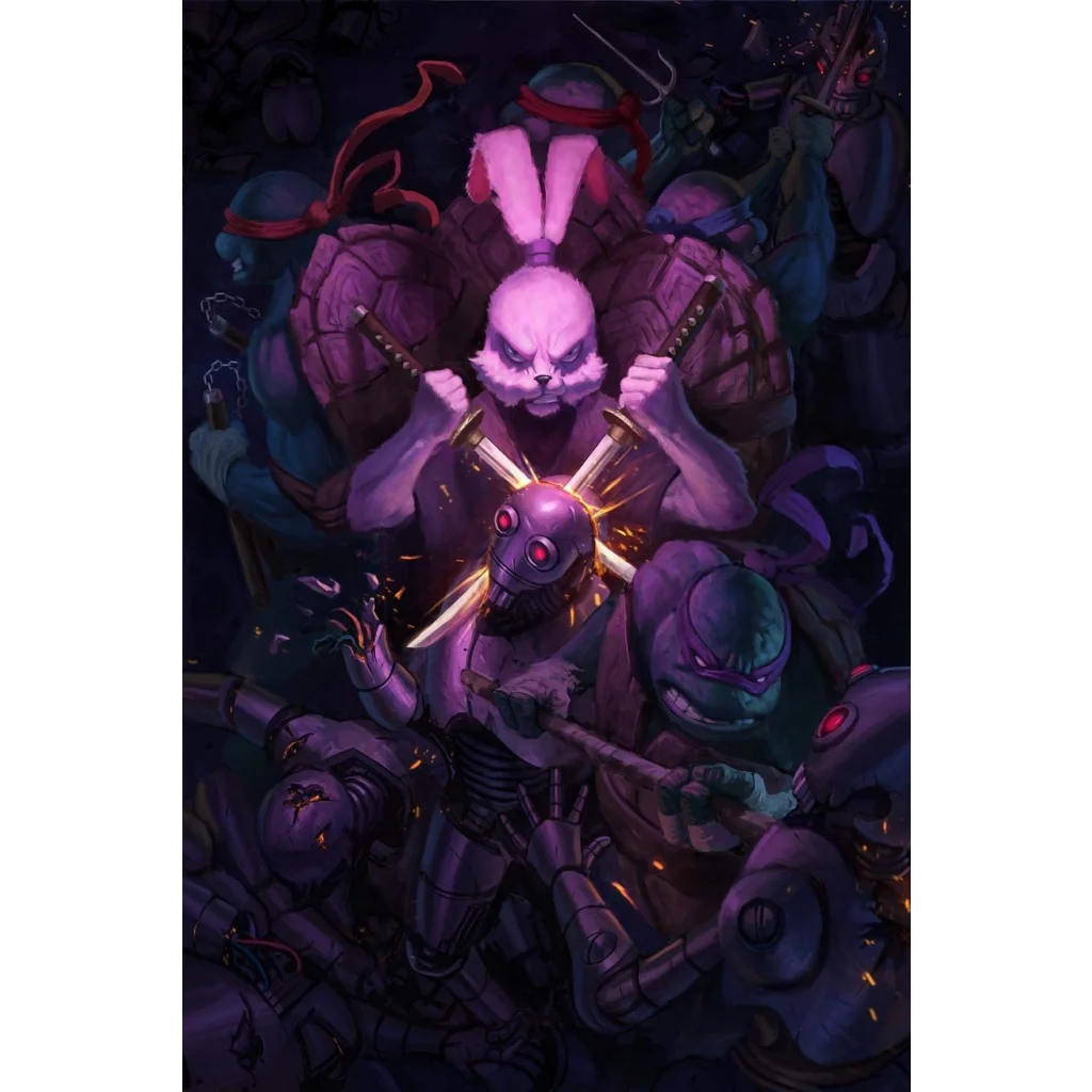 Teenage Mutant Ninja Turtles and friends battle robots in epic feudal Japan scene