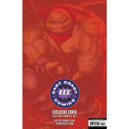 Exclusive comic cover art of a muscular Teenage Mutant Ninja Turtle with a red bandana