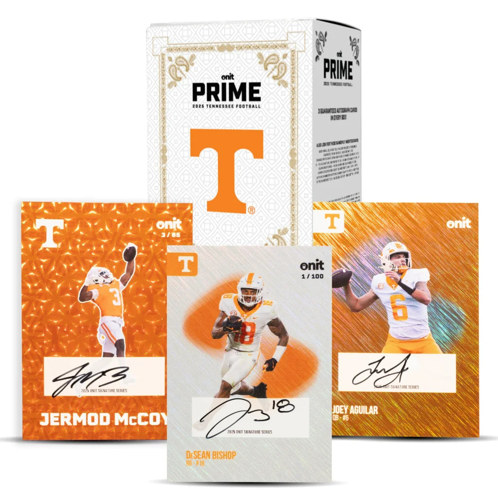 Tennessee Volunteers orange white football trading cards in prime box with three guaranteed autographs