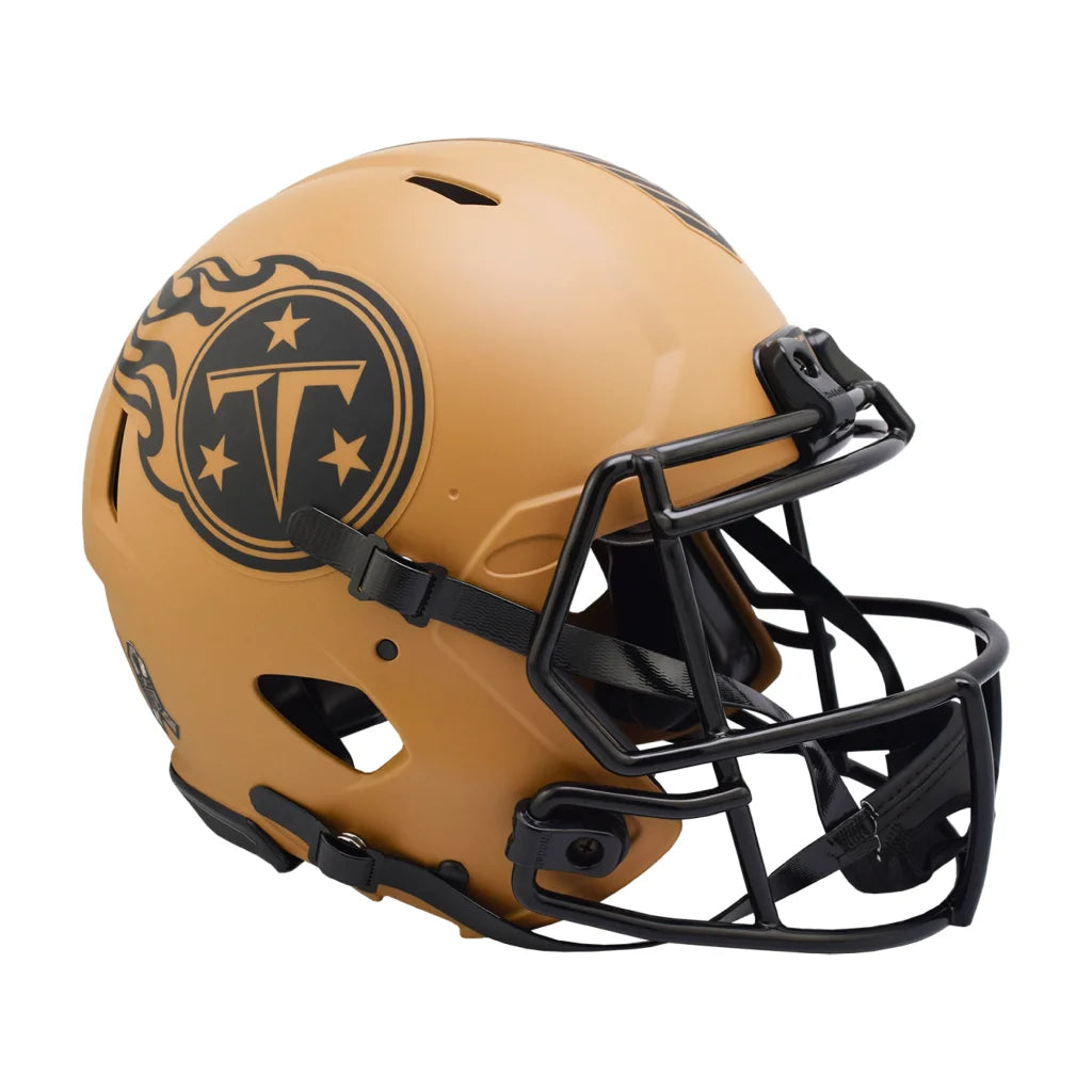 Tennessee Titans 2023 Salute to Service matte gold helmet with black visor