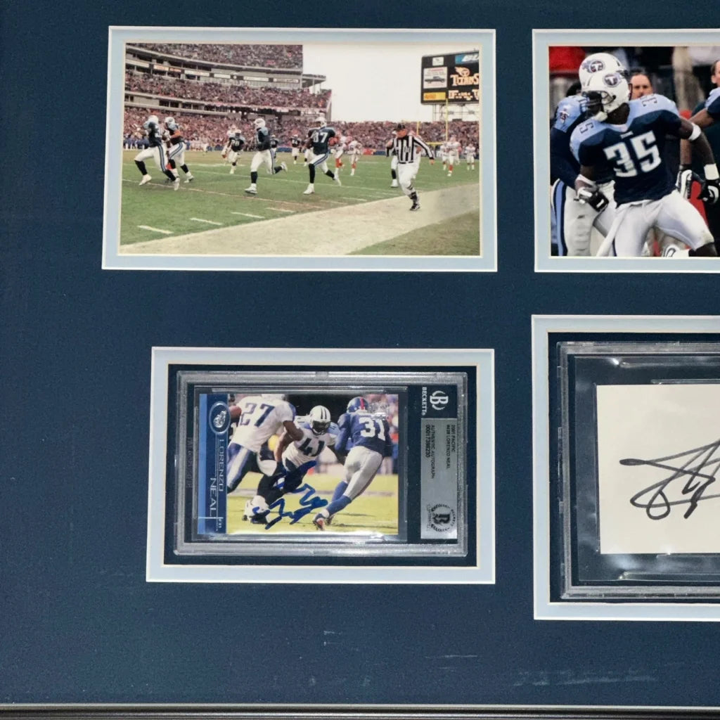 Deluxe framed Tennessee Titans Kevin Dyson autographed memorabilia display