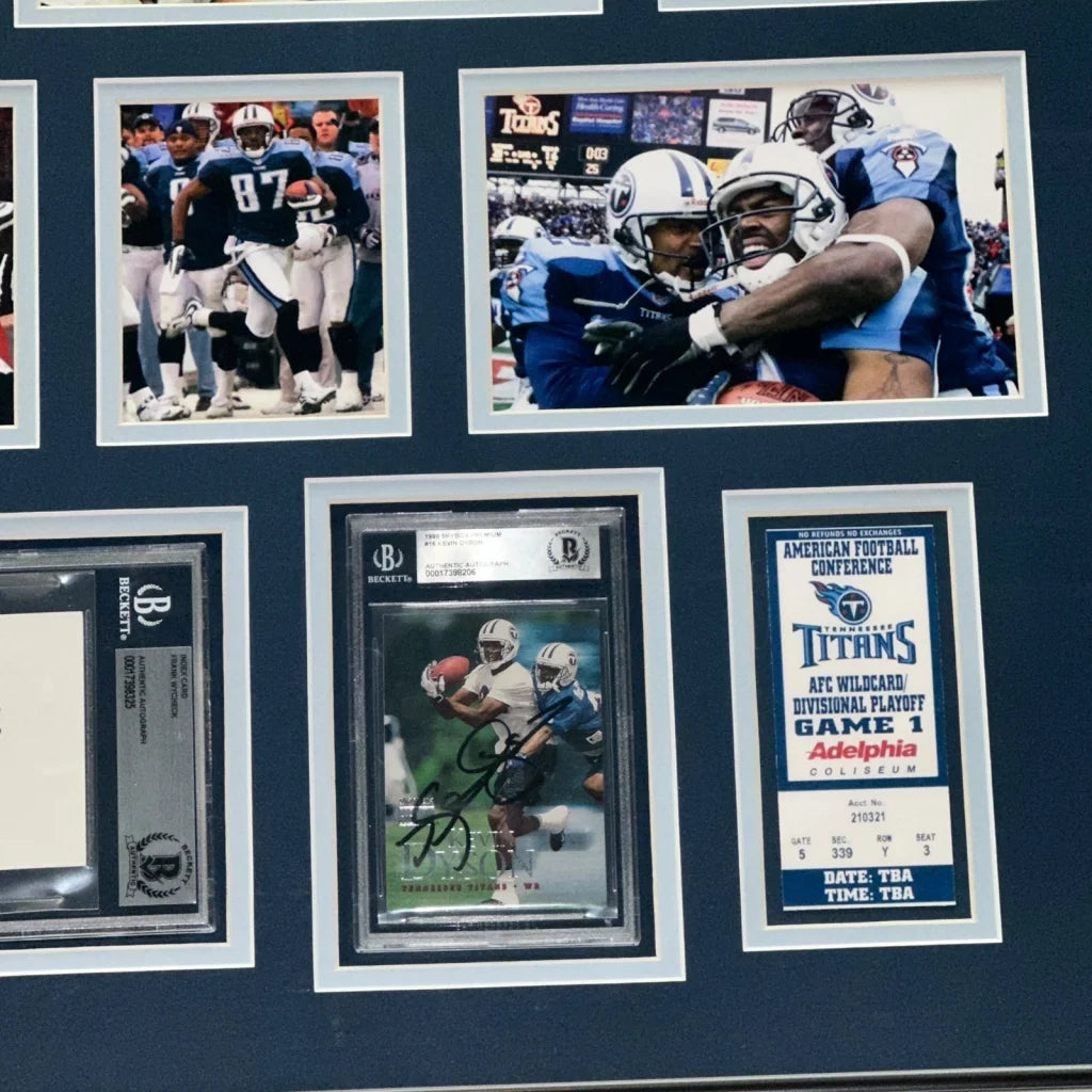 Kevin Dyson autographed Tennessee Titans deluxe framed 2019 AFC wildcard ticket