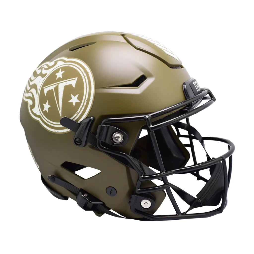 Olive green Tennessee Titans Salute to Service helmet 2022