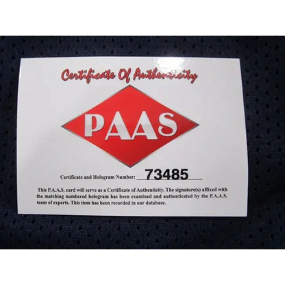 Certificate of authenticity from PAAS for Tennessee Titans signed autographed football jersey