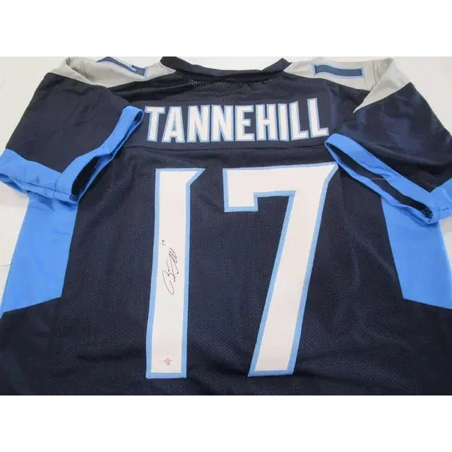Tennessee Titans signed autographed football jersey with light blue and white trim
