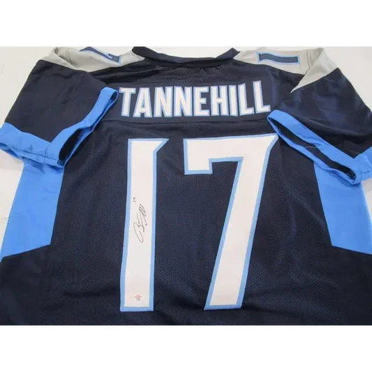 Tennessee Titans signed autographed football jersey with light blue and white trim