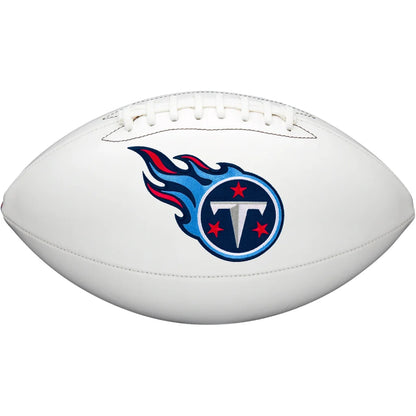 White Tennessee Titans team autograph ball with blue red logo for favorite football heroes