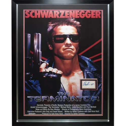 Deluxe framed Terminator movie poster with Arnold Schwarzenegger autograph