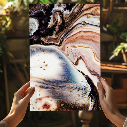 Stunning marbled insigne aluminum print with gold glitter accents