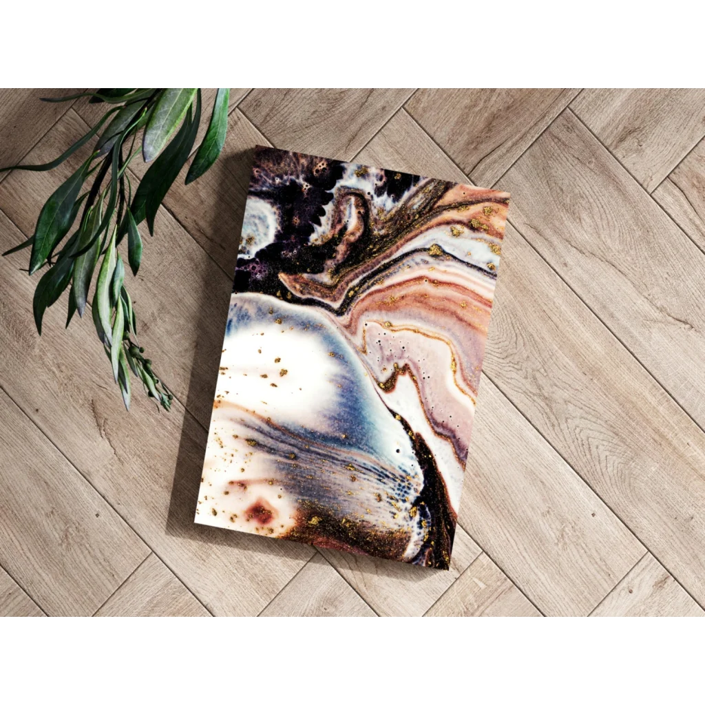 Stunning marbled insigne aluminum print with gold glitter accents