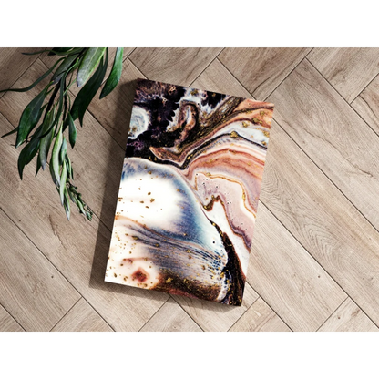 Stunning marbled insigne aluminum print with gold glitter accents