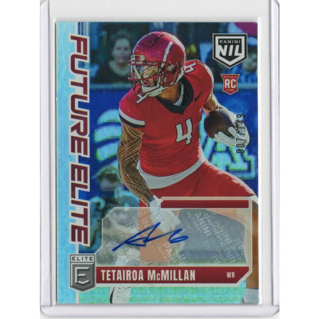 2019 Panini Elite Tetairoa McMillan RC autograph blue foil card