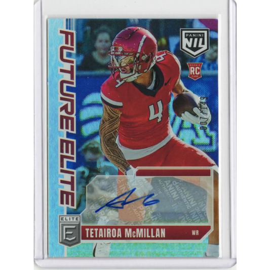 2019 Panini Elite Tetairoa McMillan RC autograph blue foil card