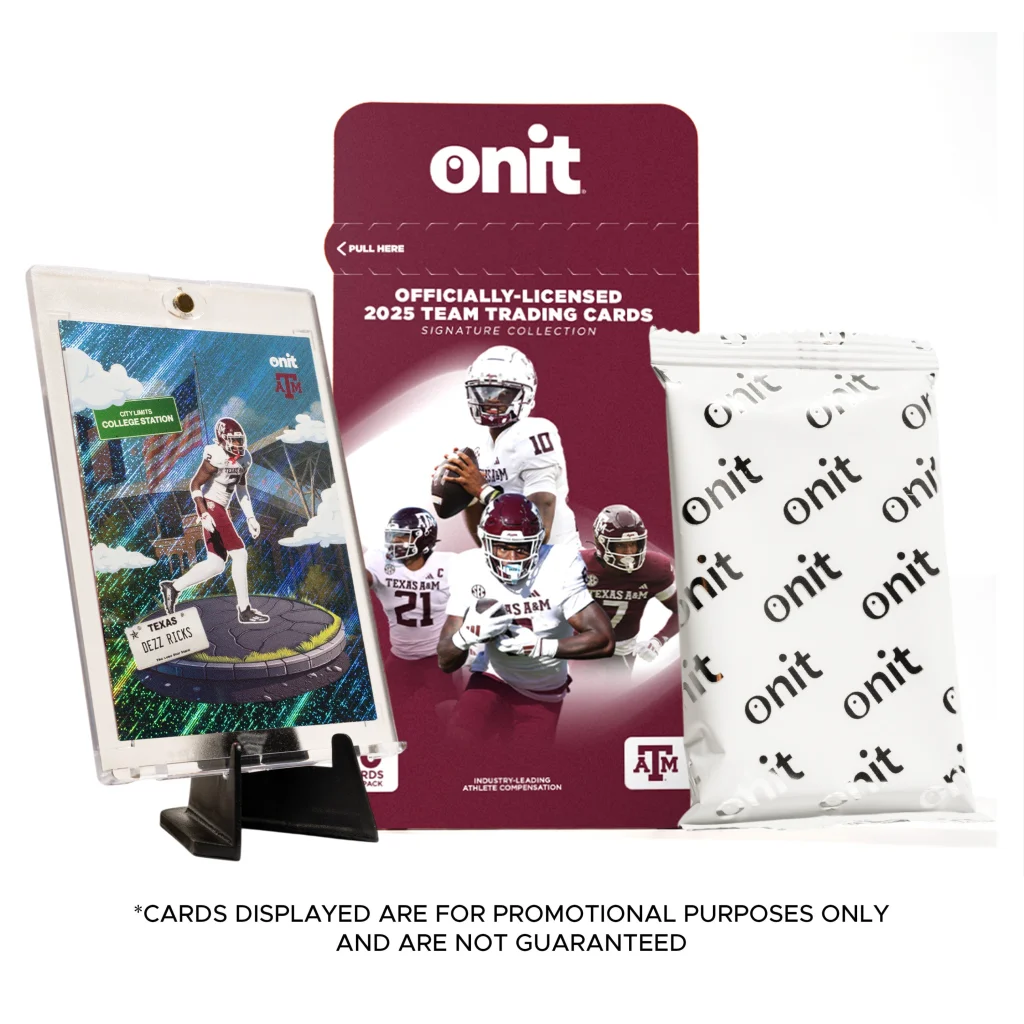 Texas A&M maroon white 2025 football trading cards single pack with stand