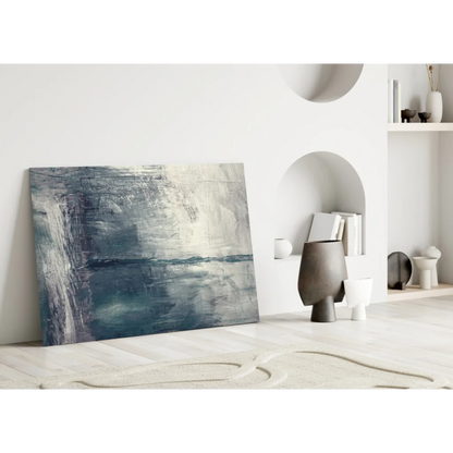 Modern textured blue gray abstract canvas wall art