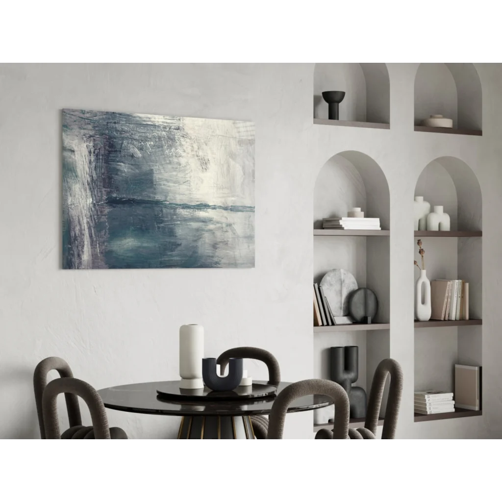 Textured blue and white abstract canvas wall art