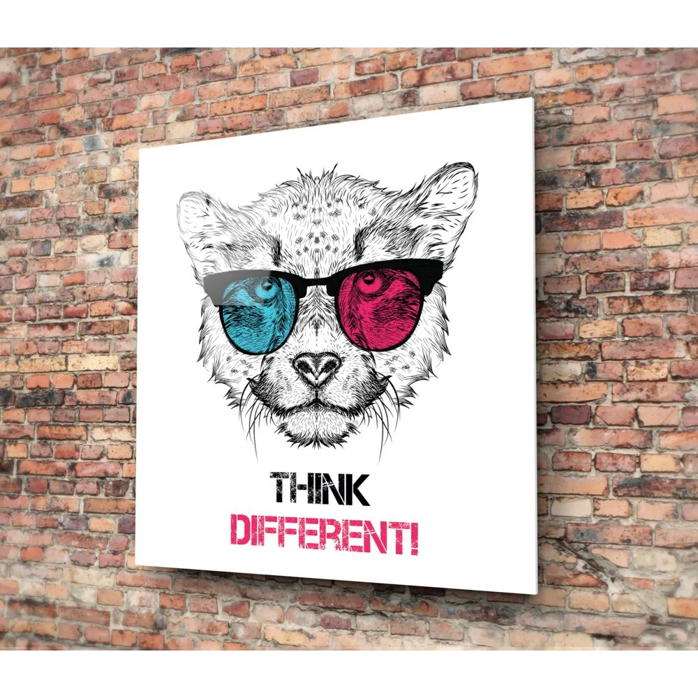 Cool cheetah in 3D sunglasses on tempered glass art