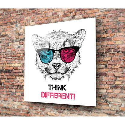 Cool cheetah in 3D sunglasses on tempered glass art